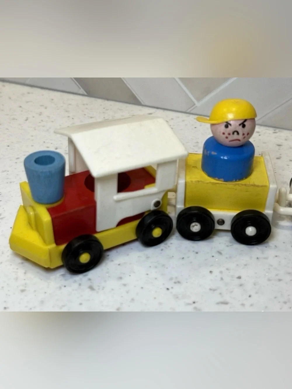 Vintage RARE 1963 Fisher Price Little People #719 Wooden Train Choo-Choo